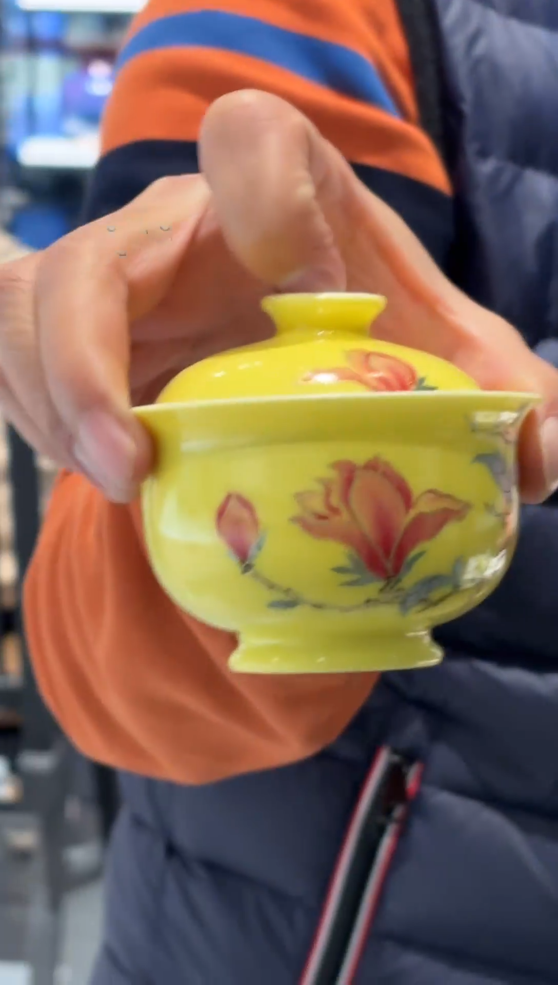 堂钟正窑陶瓷金枝玉叶盖碗