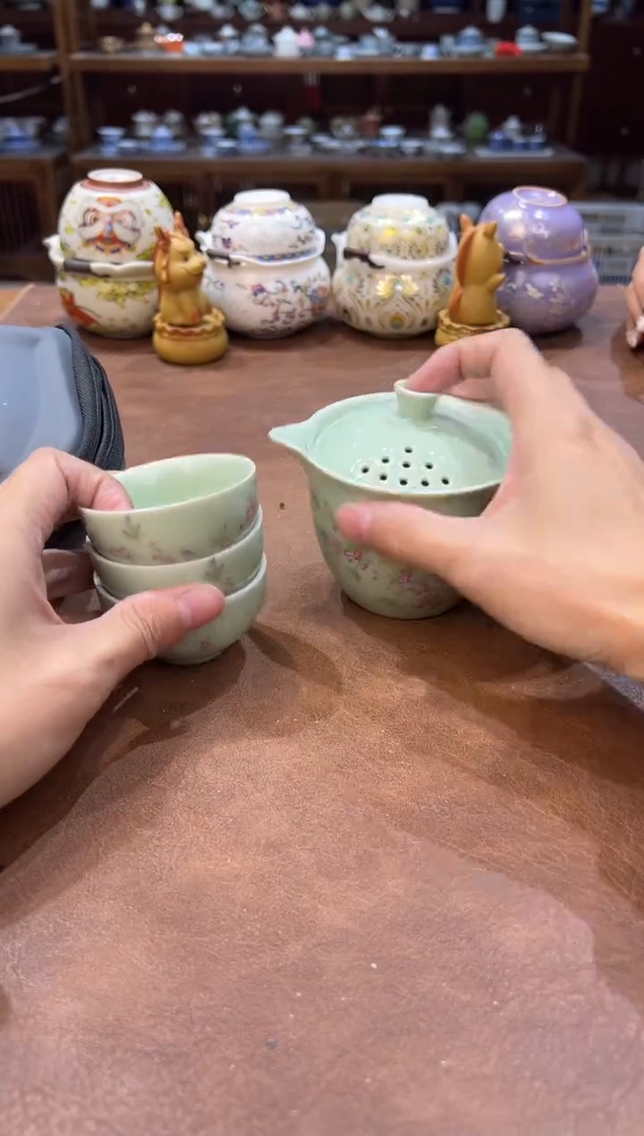 真的很便宜超好看会开片的旅行茶具