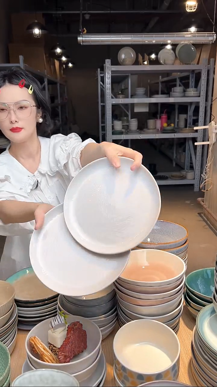 瓷70外贸尾货高温釉下彩陶瓷餐具默认微瑕