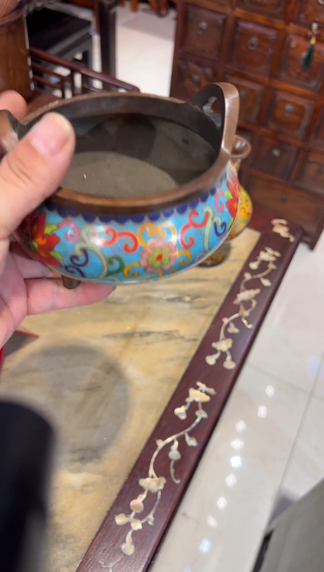 木木头款景泰蓝珐琅彩香炉