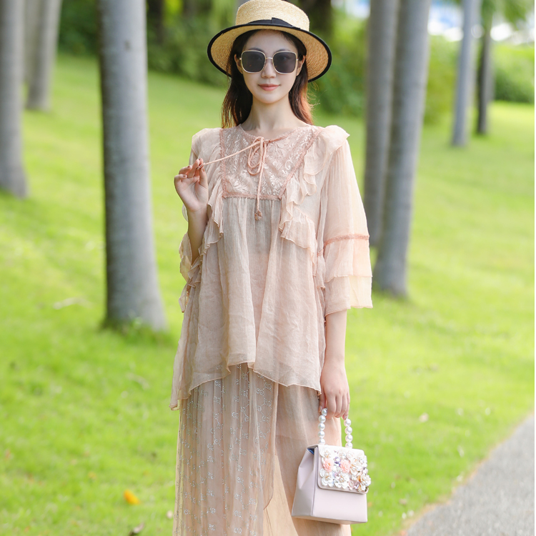 拜占庭的森林福利百搭上衣蚕丝气质时尚纯色优雅设计款女减龄小衫