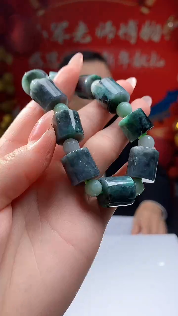 【闪购商品】定制翡翠未镶嵌8050jj-毛货手串50