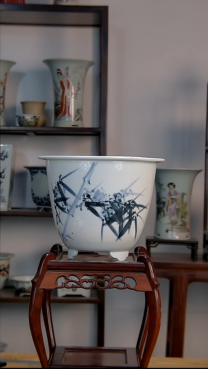 h*景德镇陶瓷手工花盆微瑕