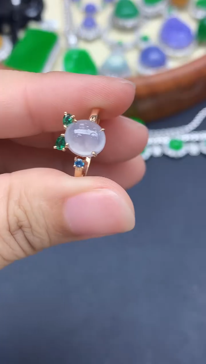 18K金镶嵌戒指翡翠435-中国好珍宝