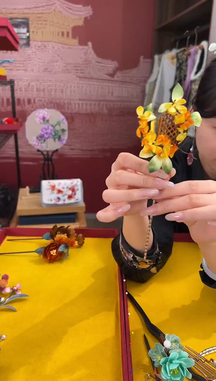 【闪购商品】刺绣 非遗绒花（发饰）