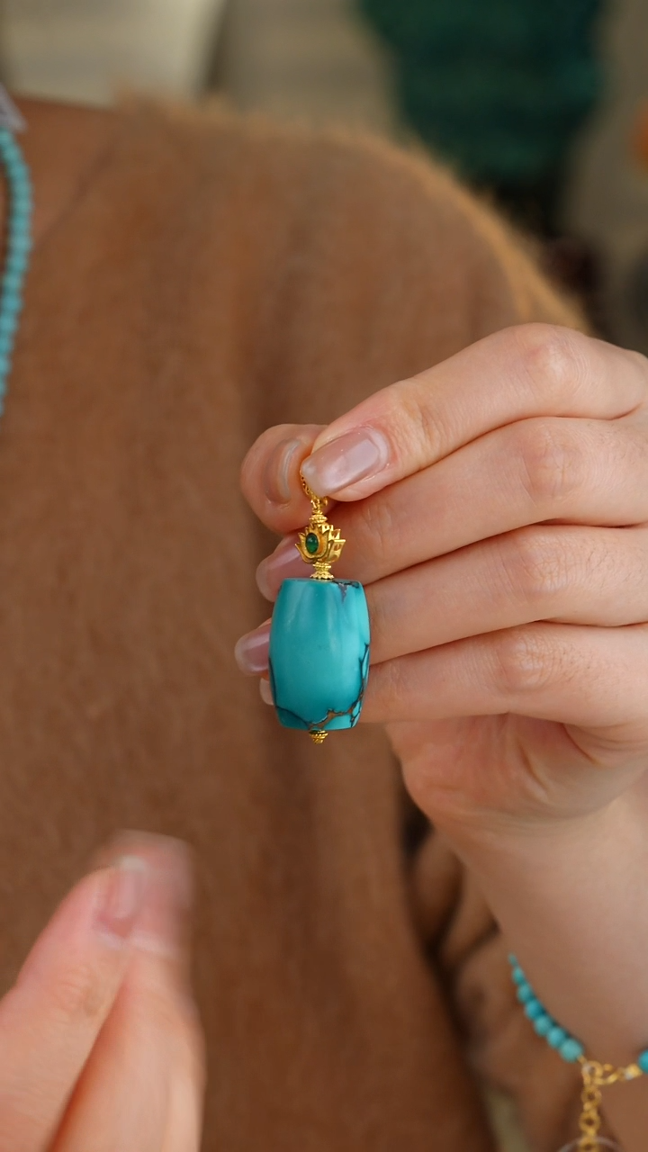 【闪购商品】绿松石吊坠(不含链)18K金镶嵌1