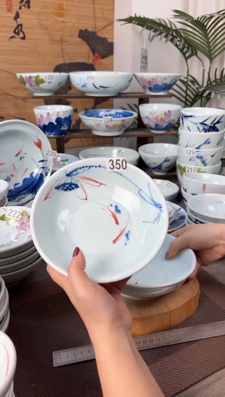 明舟大暇福利画鱼7寸高足碗（单只装）