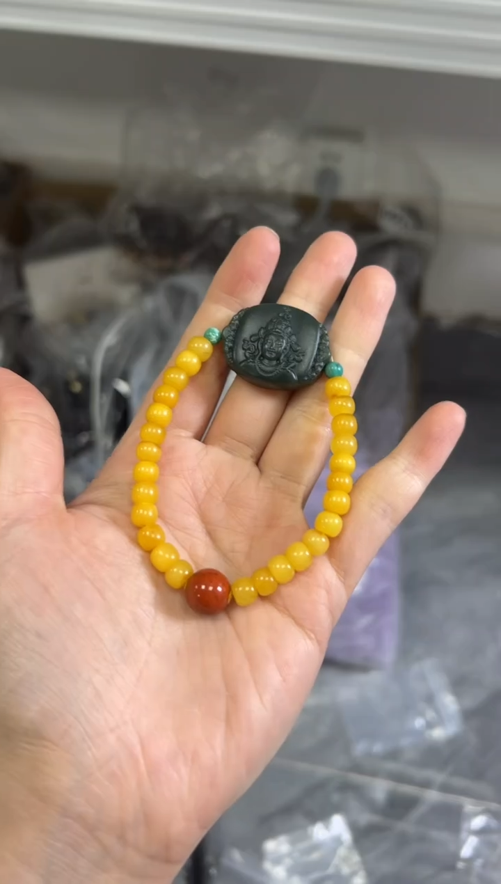 未镶嵌蜜蜡手链蜜蜡度母手串[多样发其一]