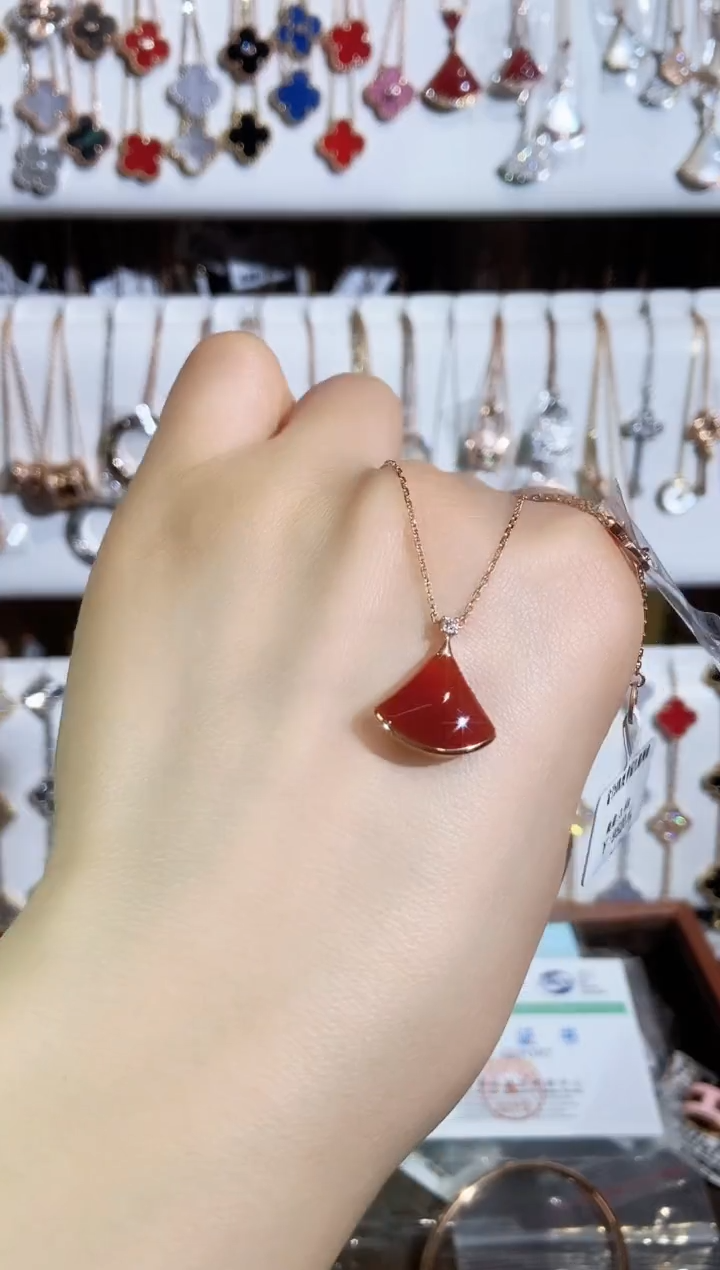 【闪购商品】玛瑙/玉髓套链18K金镶嵌玛瑙K玫