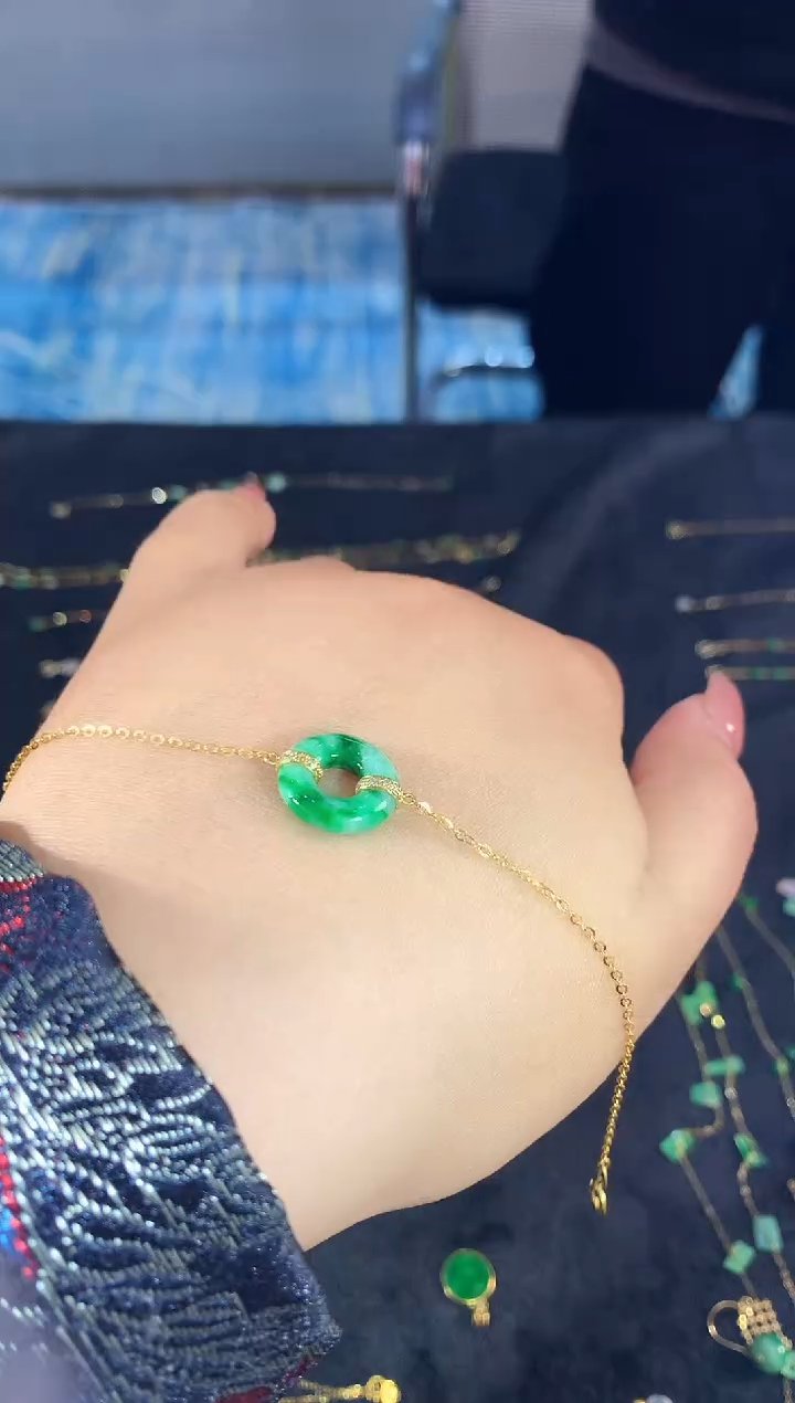 【闪购商品】翡翠手链18K金镶嵌490 zjh