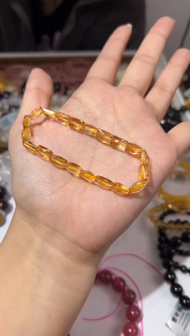 【闪购商品】水晶手链未镶嵌6mm黄水晶切割