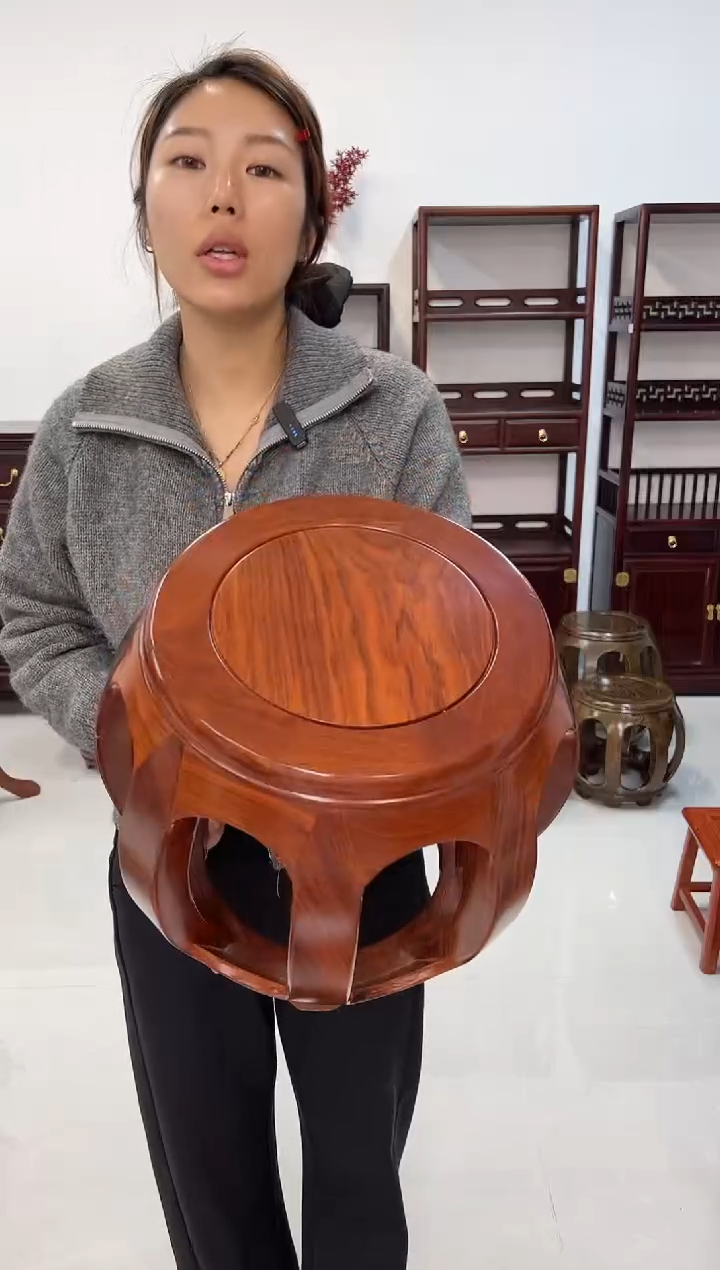 花梨木类家具4张亚花梨小号花梨色鼓凳