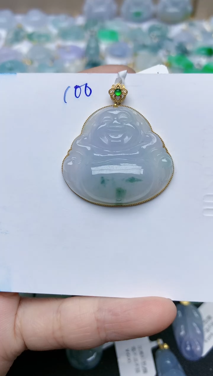 【闪购商品】翡翠颈饰18K金镶嵌天然翡翠A货    