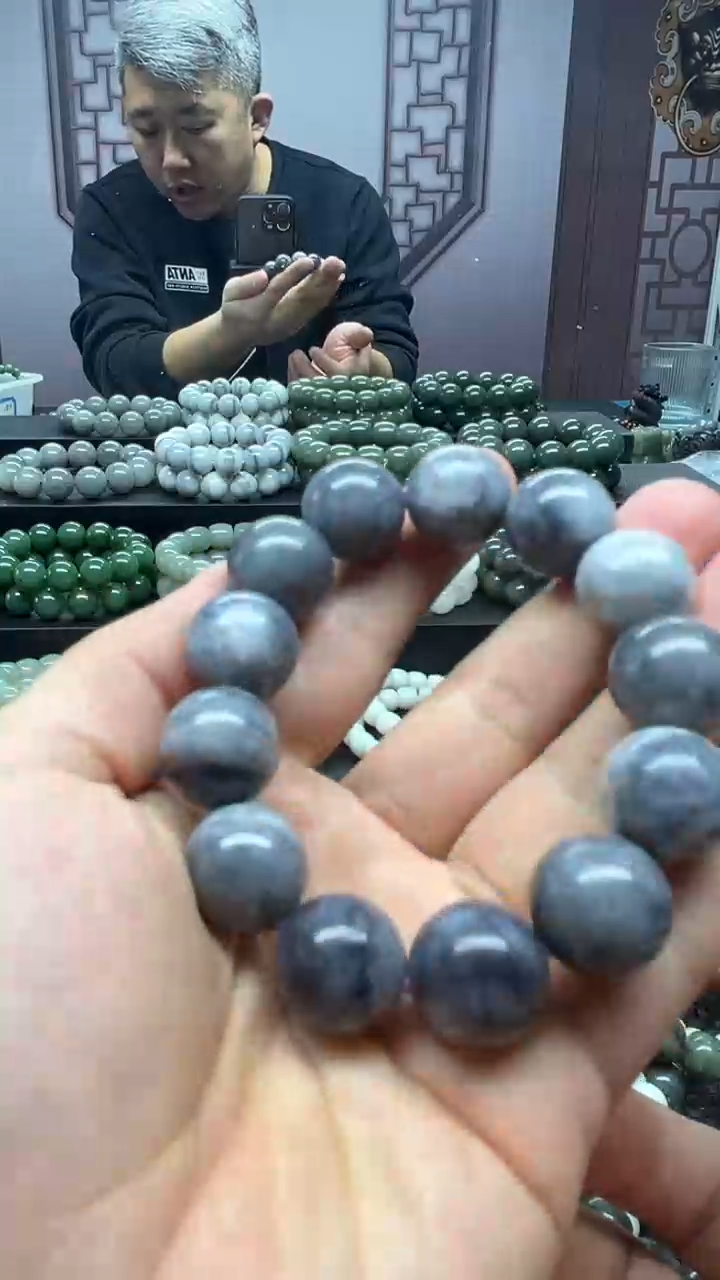 【闪购商品】和田玉手串未镶嵌点墨青花卡18多样性拍一发一