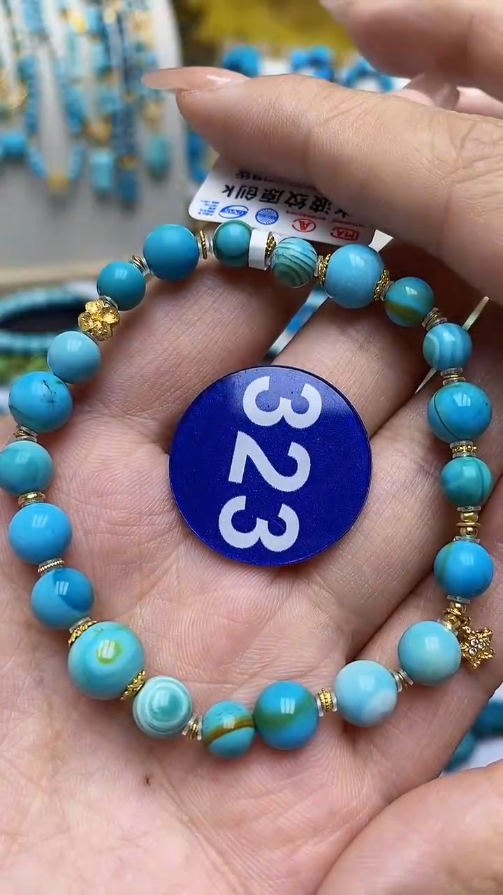 绿松石18K金镶嵌手链323