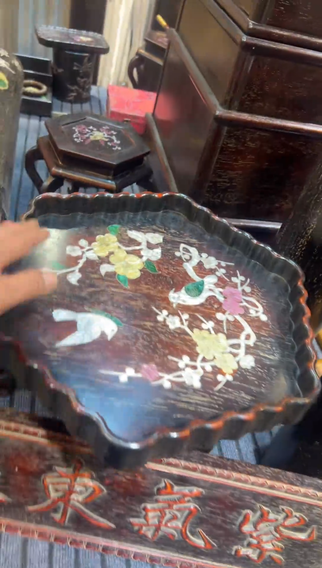 檀香紫檀（小叶紫檀）紫檀木六角茶盘