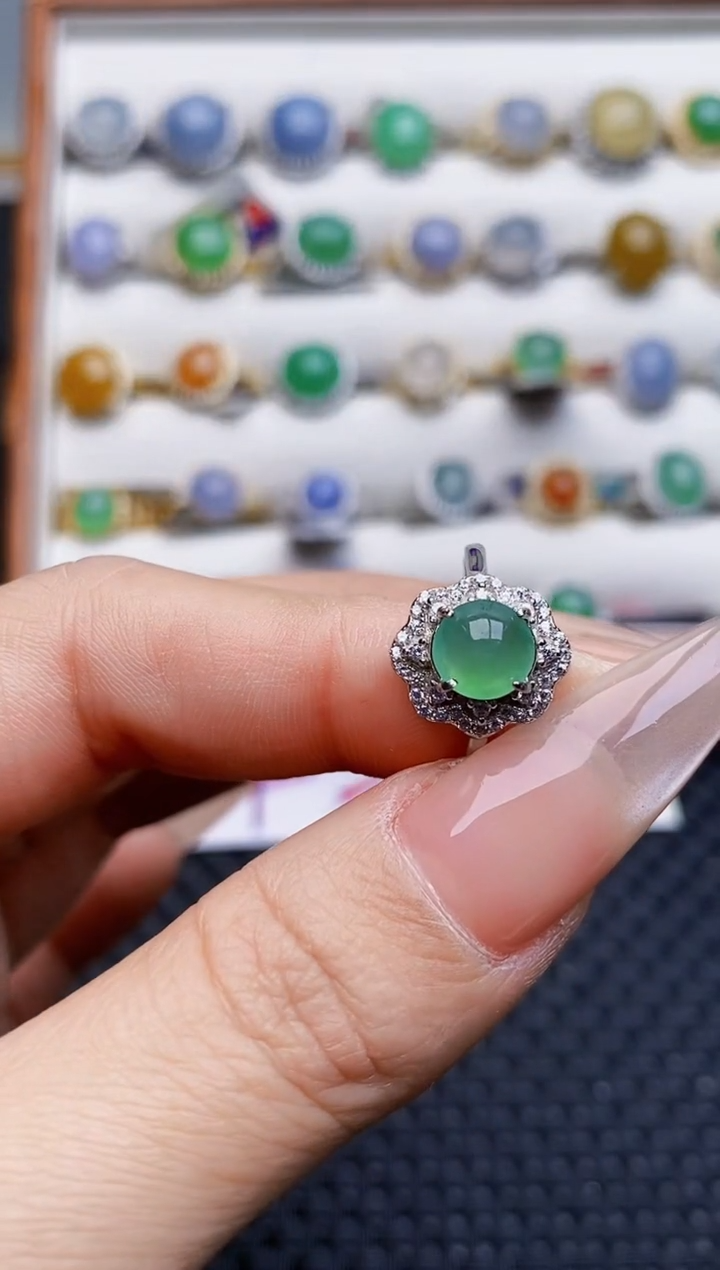 银S925镶嵌戒指翡翠2478