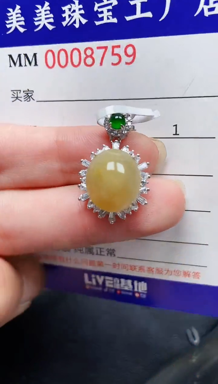翡翠银S925镶嵌颈饰8759