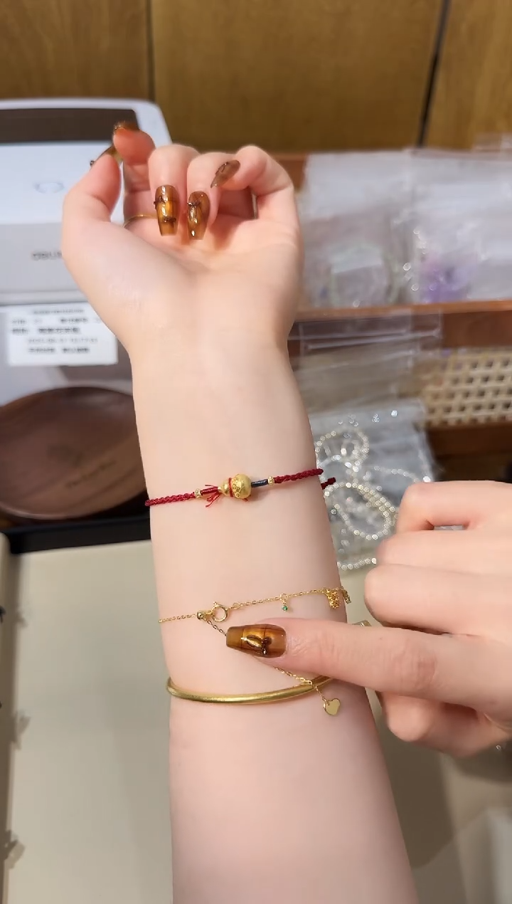 无925银金色四叶草手链