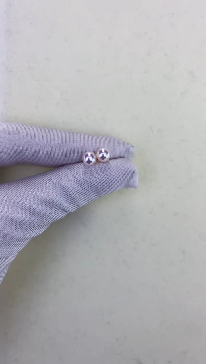 18K金镶嵌DA海水珍珠素钉6-7MM X070