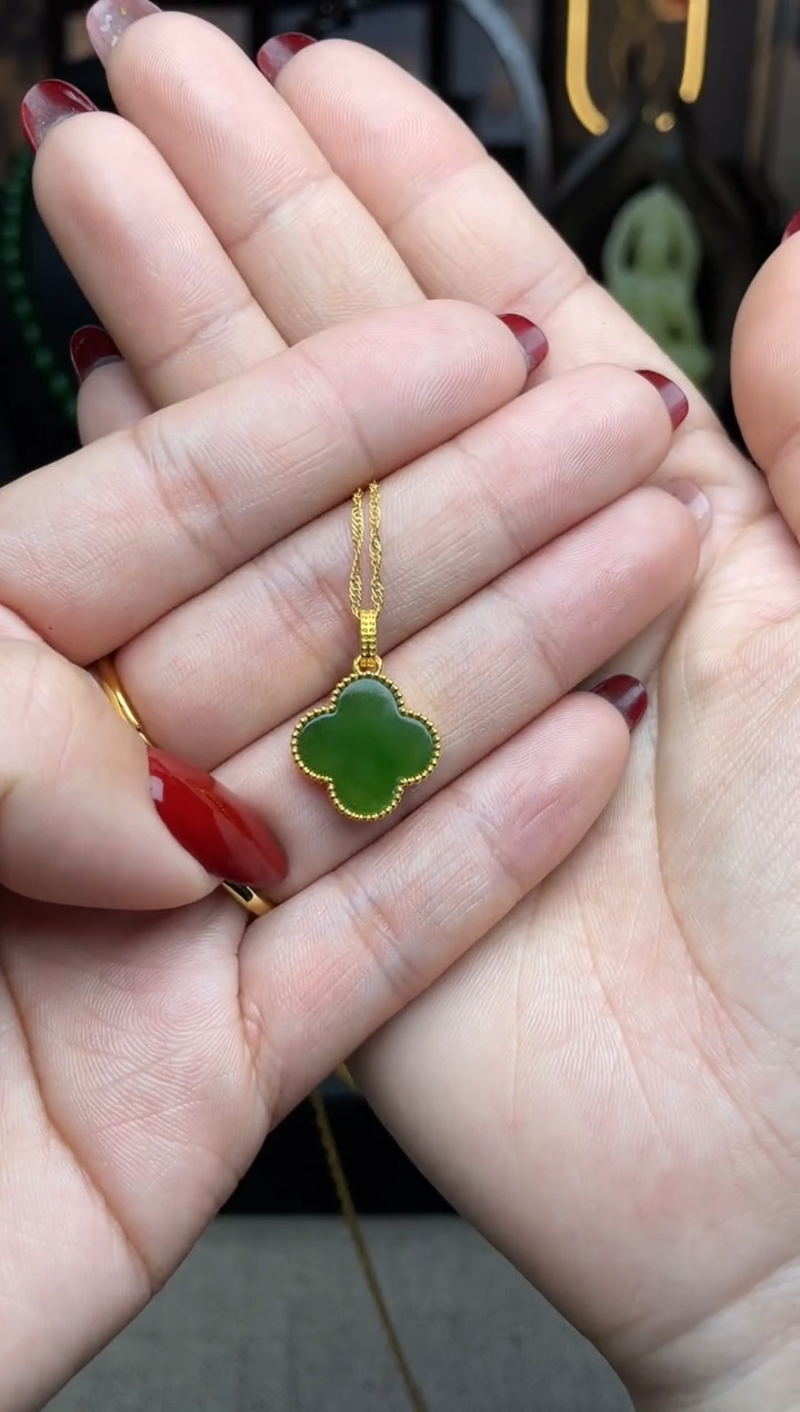 【闪购商品】和田玉颈饰18K金镶嵌吊坠zyx010