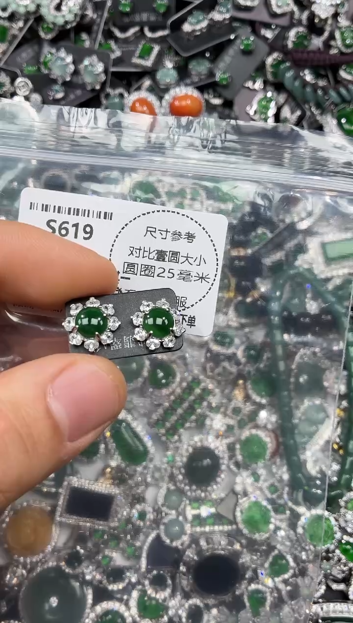 颈饰未镶嵌翡翠S619耳钉