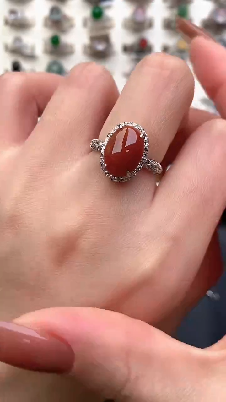 银S925镶嵌戒指翡翠...