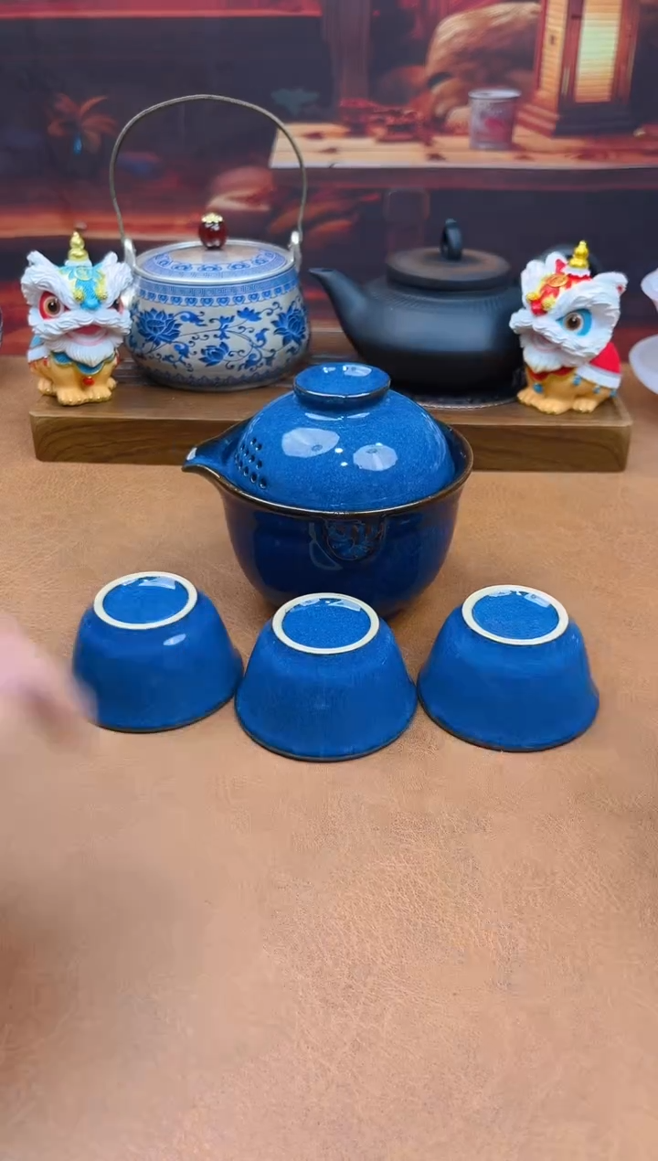 陶瓷茶具摆件旅行套组