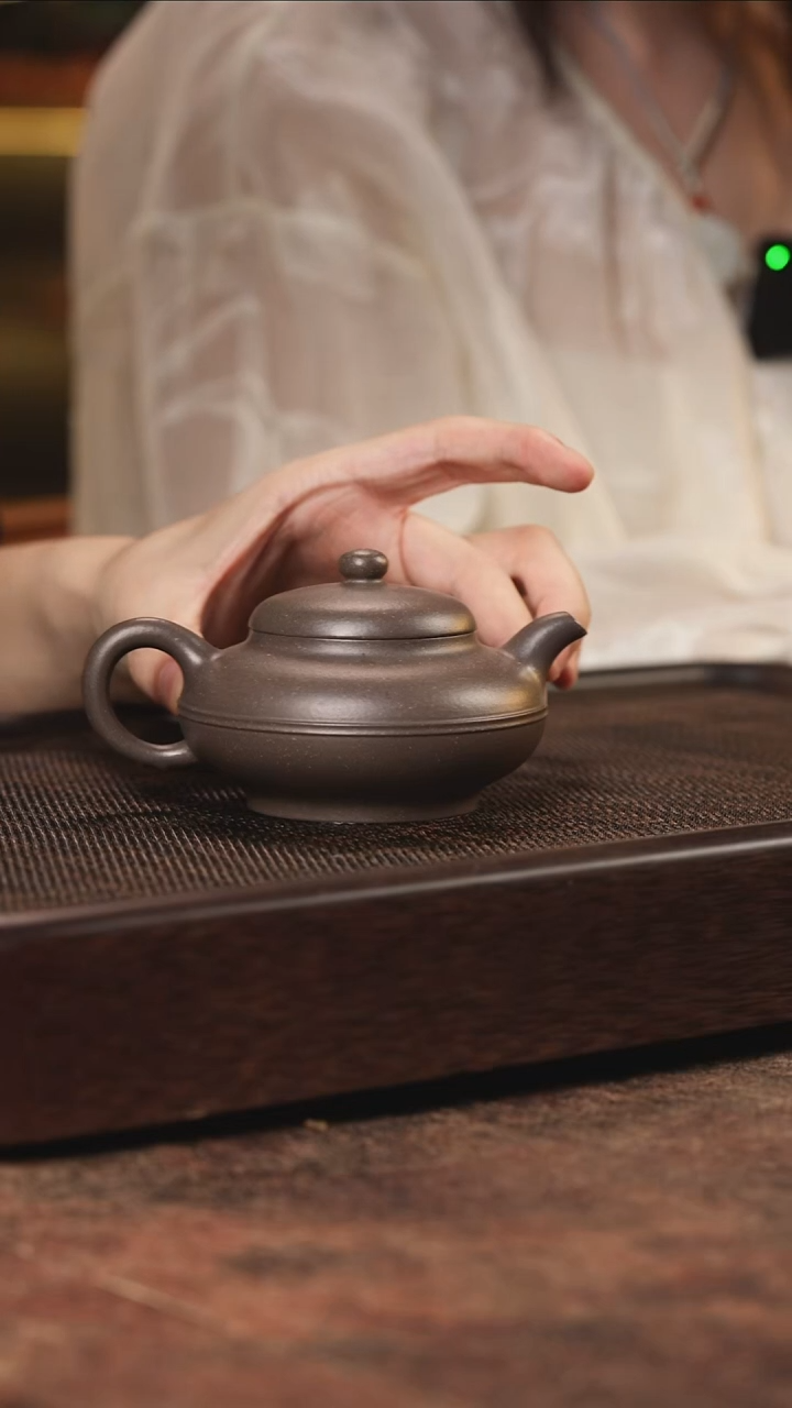 茶壶紫砂天青线圆