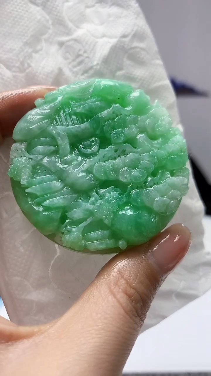 【闪购商品】定制翡翠未镶嵌4829ms-毛货挂件山水172