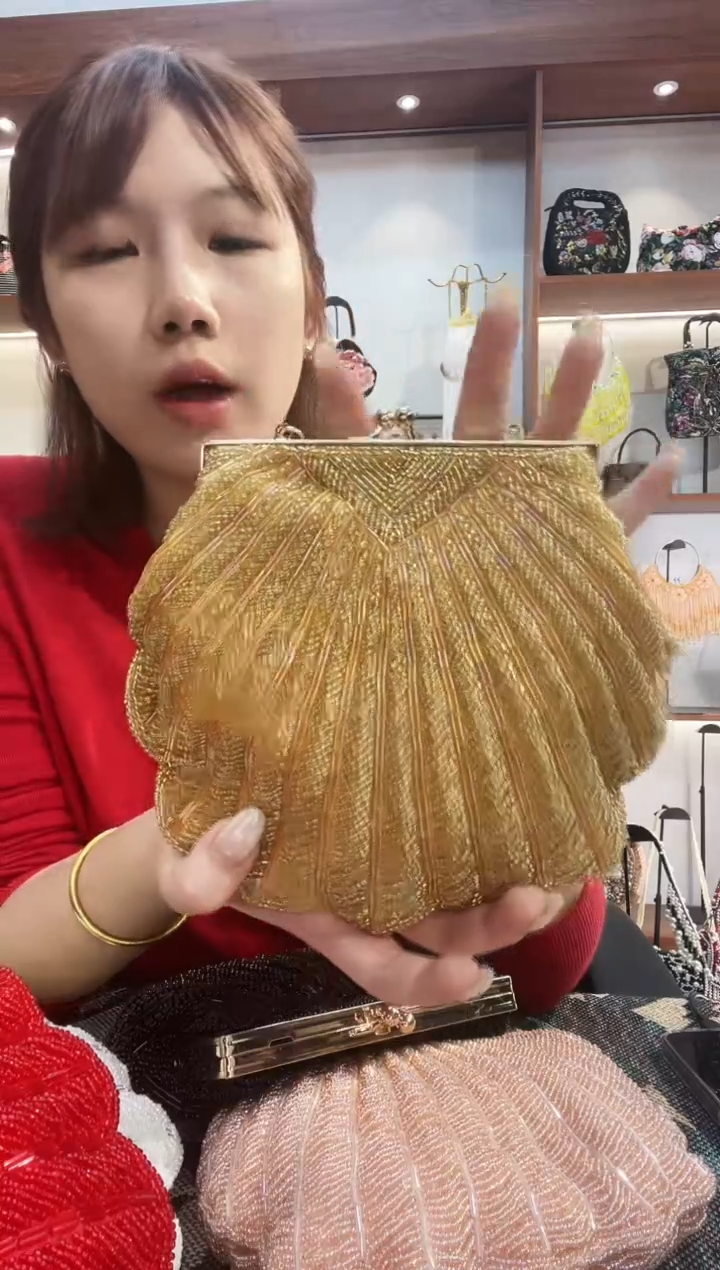织物10号（多色可选）手工珠珠包包腋下斜跨包手拿包手提晚宴包 