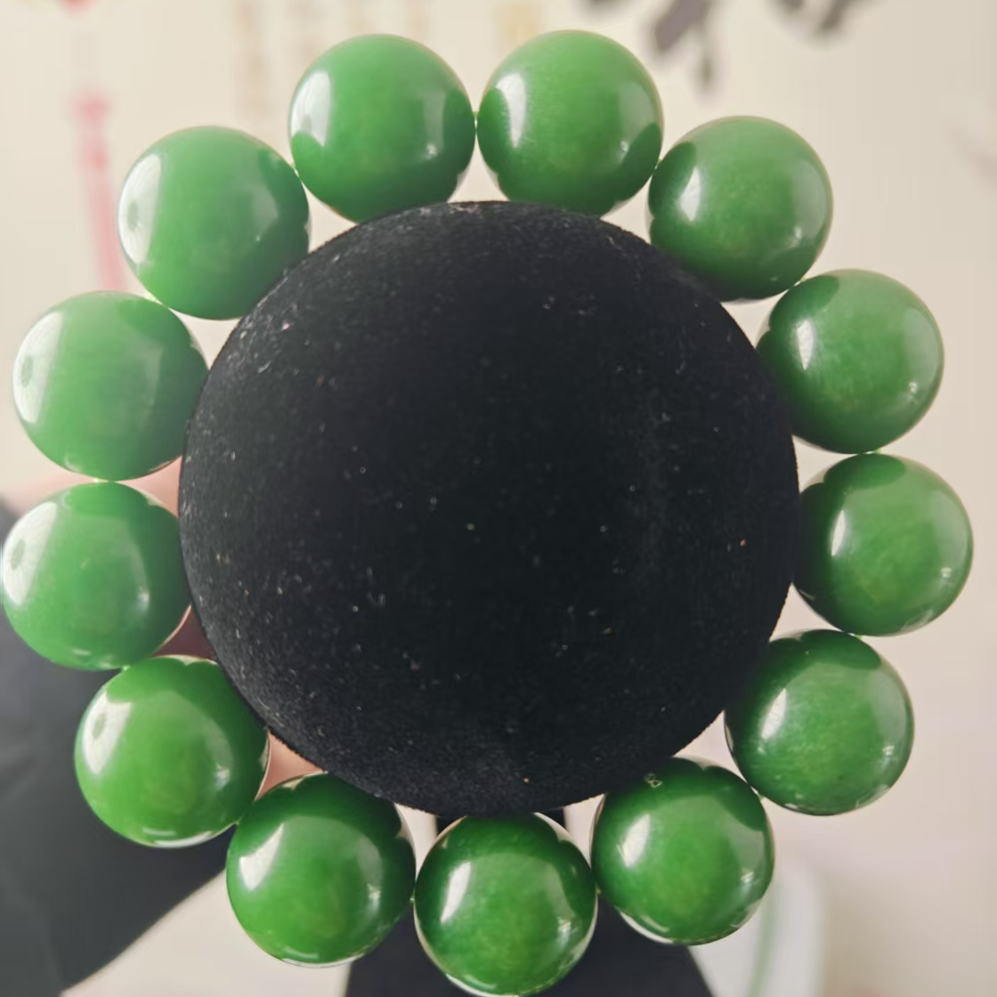 Y060天然和田玉碧玉手串16mm