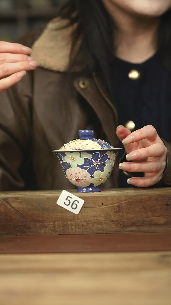 设计师手作款！！花满溪系列/盖碗