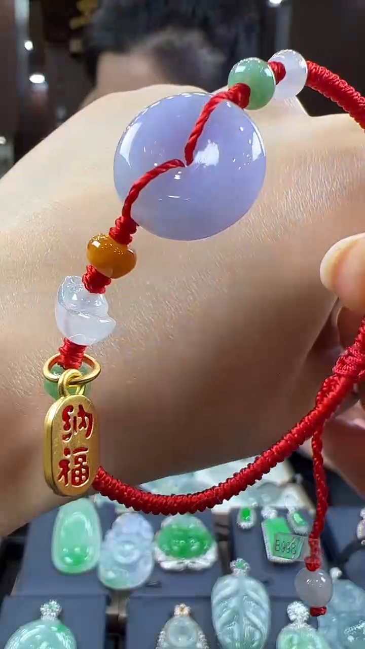 【闪购商品】翡翠未镶嵌挂件紫色平安扣手绳