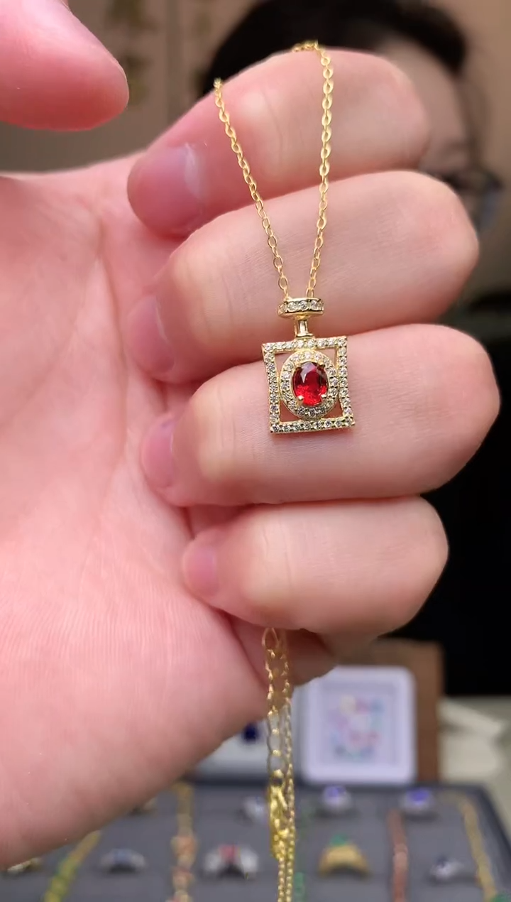 【闪购商品】蓝宝石颈饰银S925镶嵌吊坠