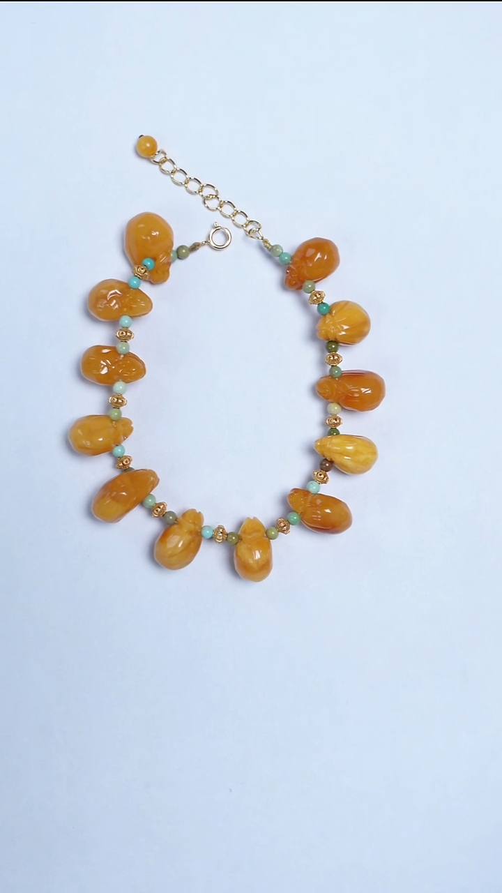 手链蜜蜡未镶嵌花蜡钱袋手链