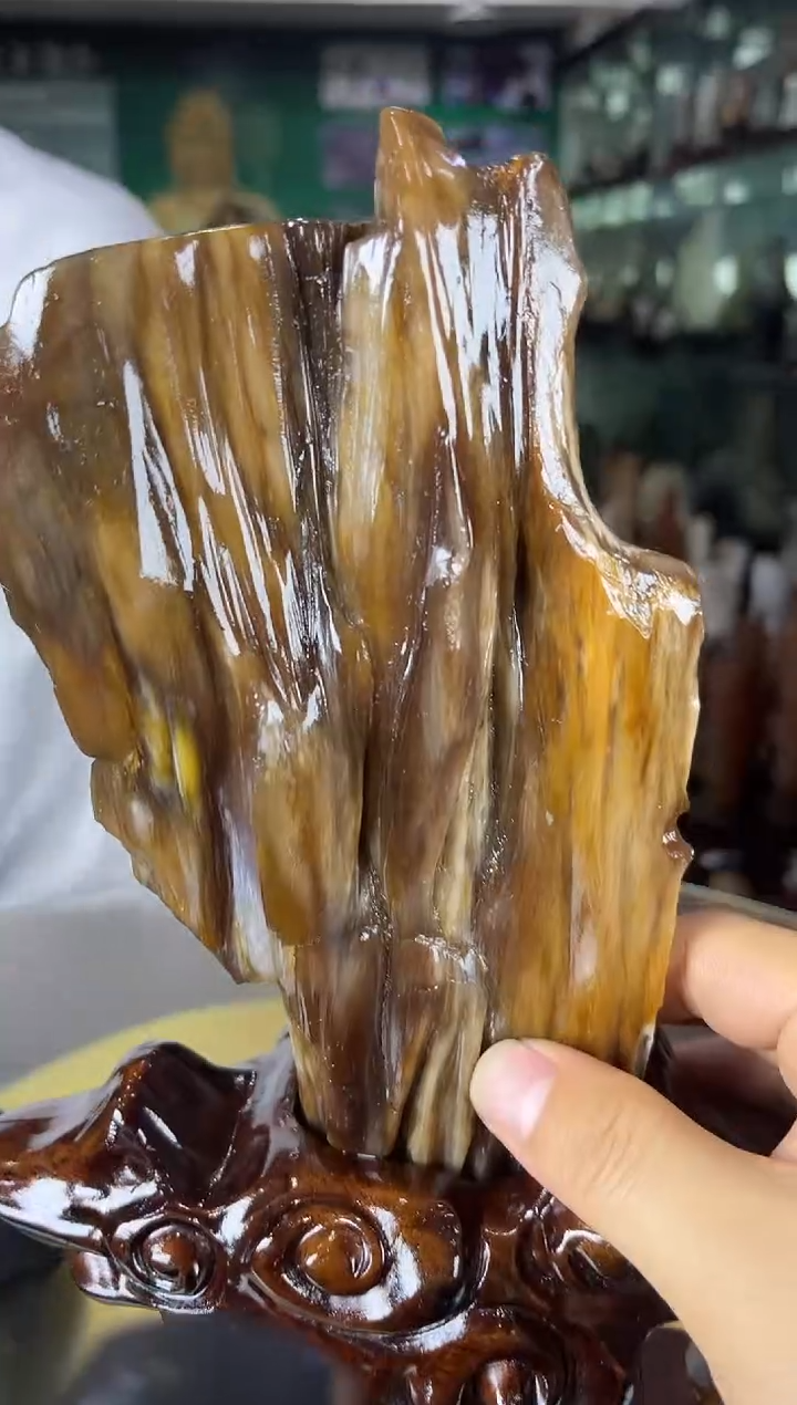 缅甸天然树化玉摆件