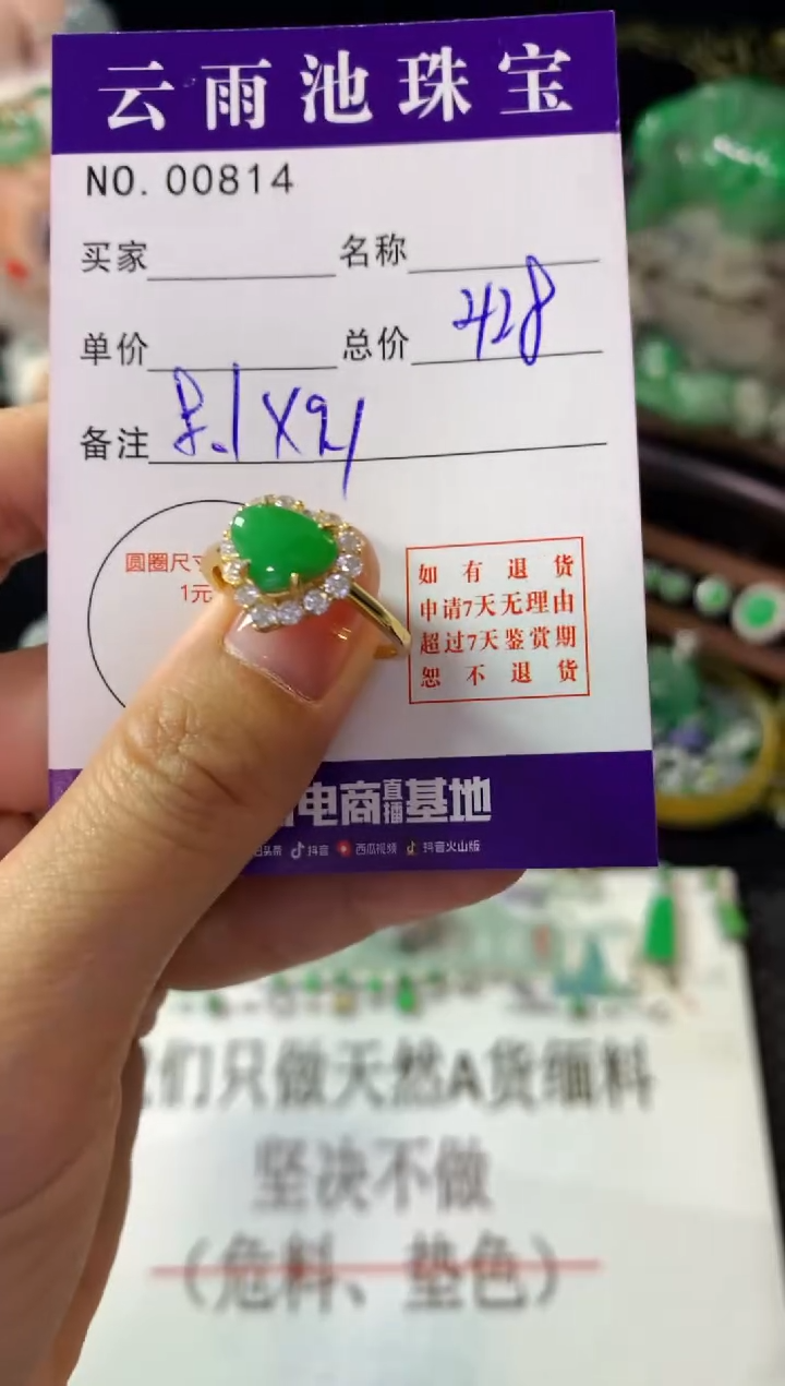 银S925镶嵌戒指翡翠翡翠