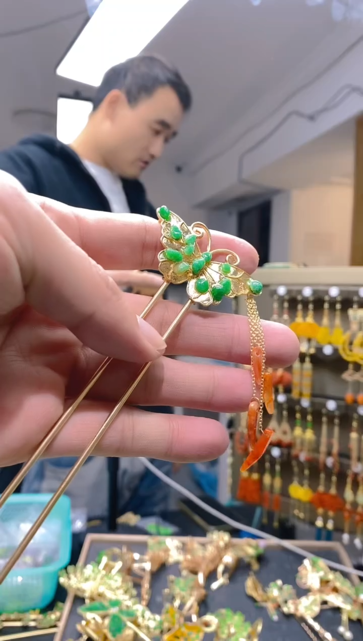 【闪购商品】翡翠耳饰合金172翡翠发簪