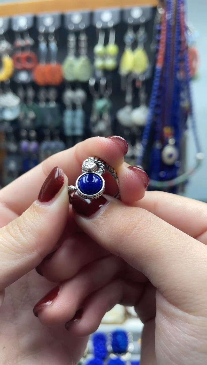 【闪购商品】青金石戒指银S925镶嵌饰品