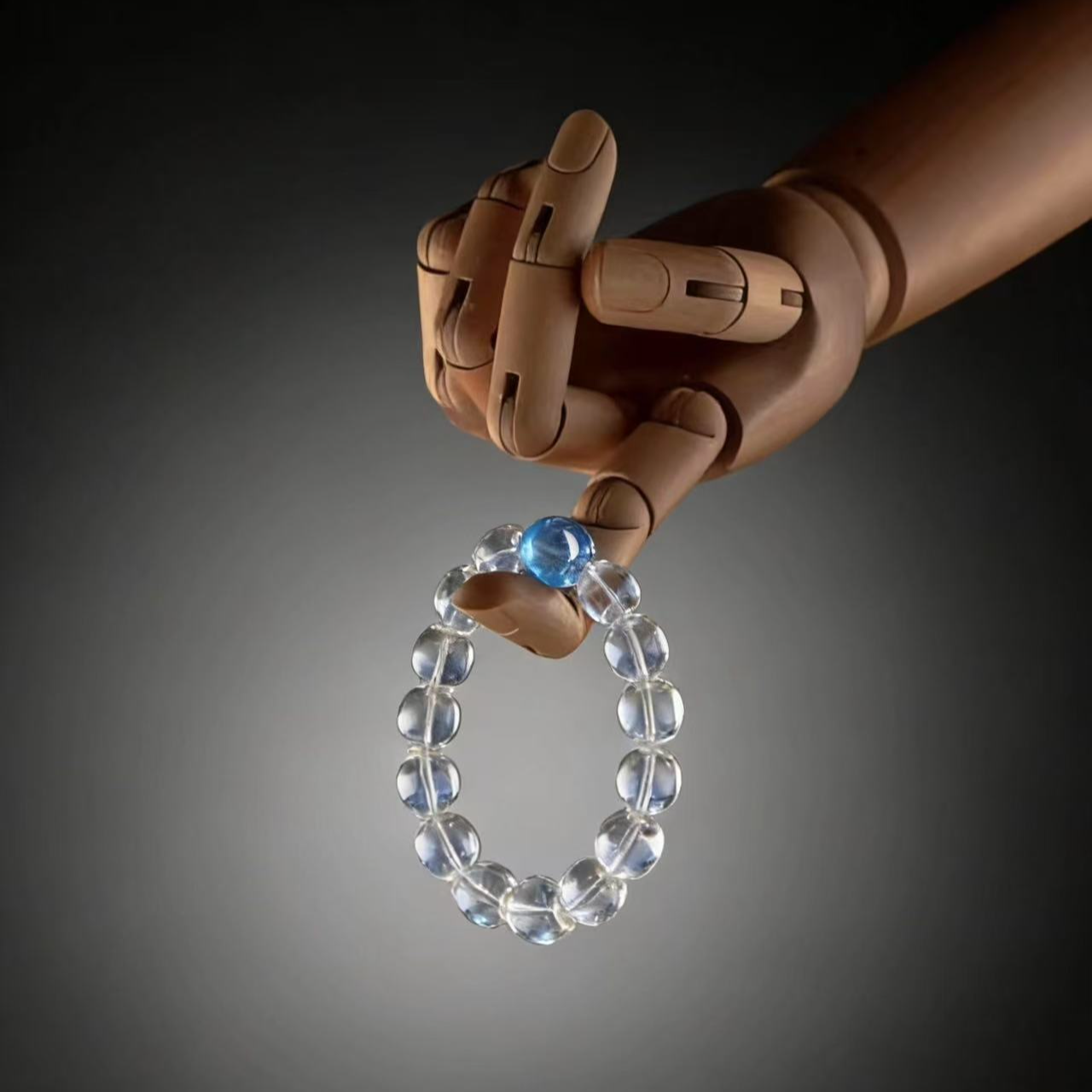 天然双A白水晶配海蓝宝绝美品质女生简约手串露丝同款情绪稳定珠