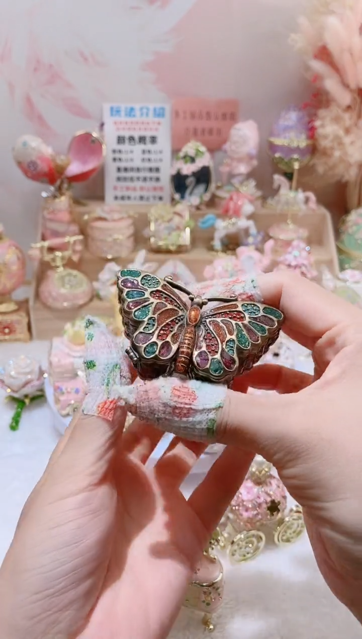 合金珐琅彩首饰盒摆件