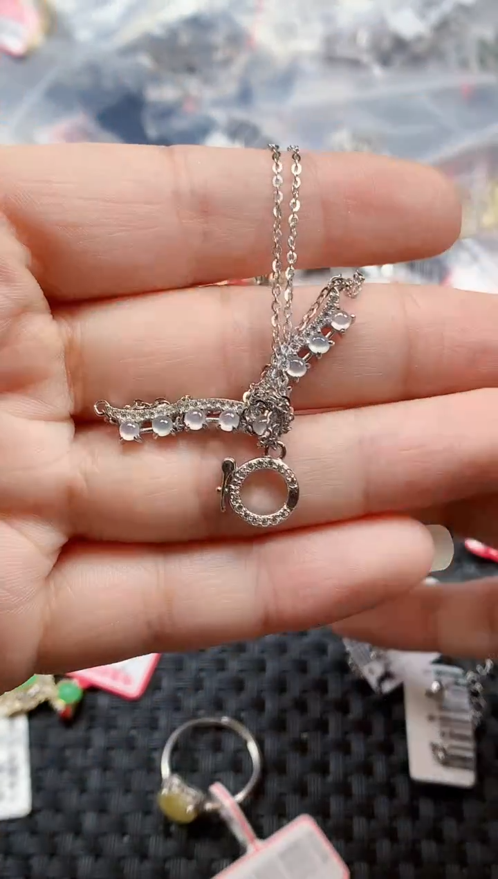 银S925镶嵌戒指翡翠天然A货缅甸翡翠