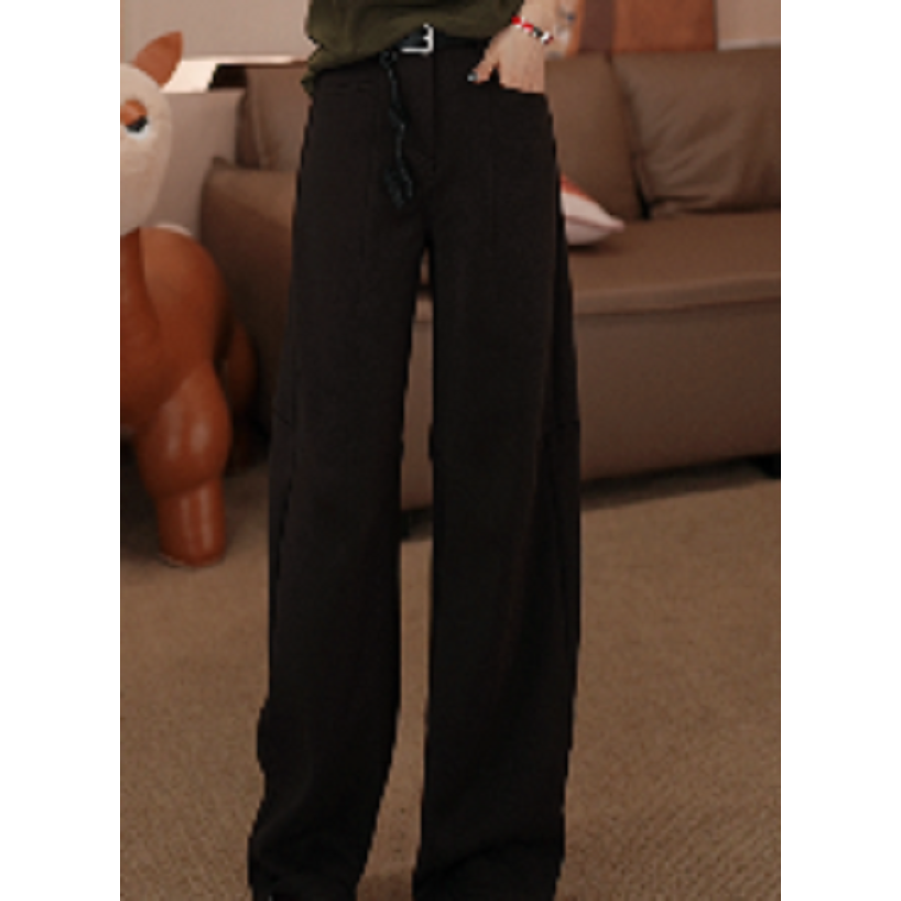 【北平知秋】带腰带高腰显瘦加绒休闲弯刀裤H265K02D35013