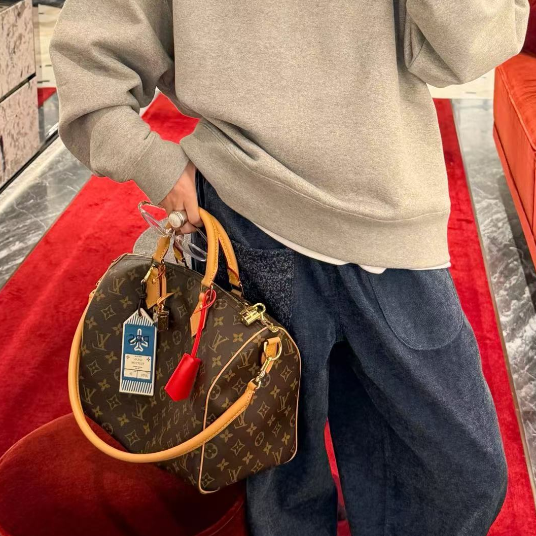 99新 LouisVuitton/路易威登 坤球奢选lv soft speedy30手提包