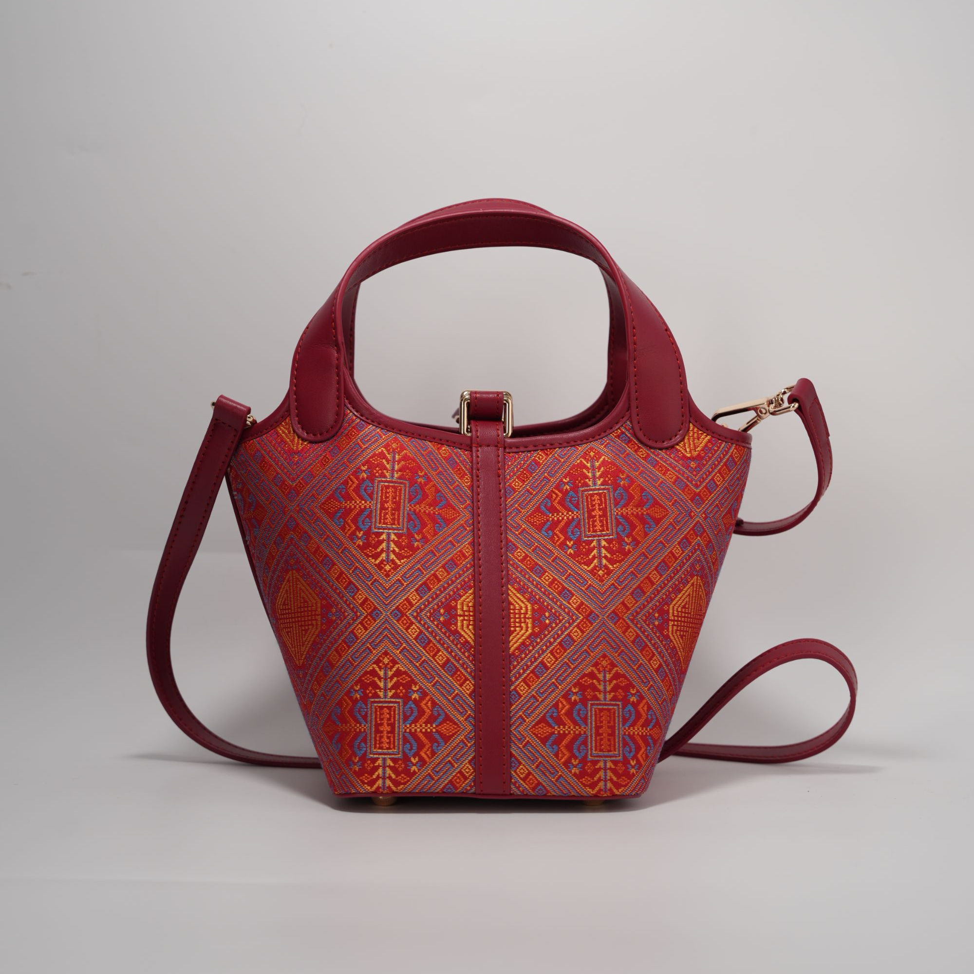 【万寿纹菜篮子包】菜篮子扣款时尚手提包包壮锦通勤风手提包手拎包