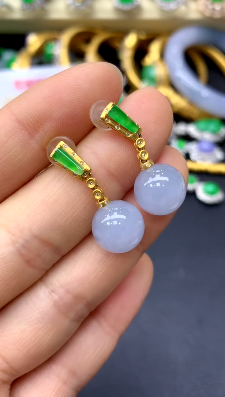 18K金镶嵌翡翠耳饰322-中国好珍宝