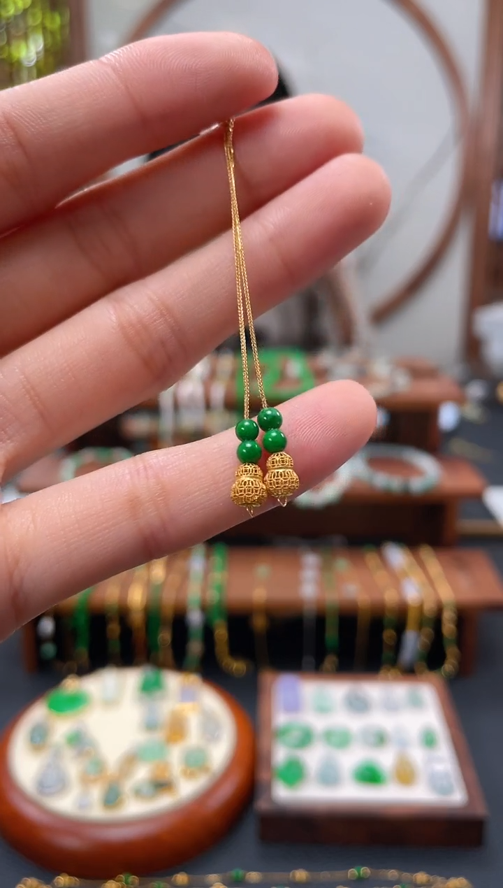 【闪购商品】翡翠耳饰18K金镶嵌多样性发货一对  JK528