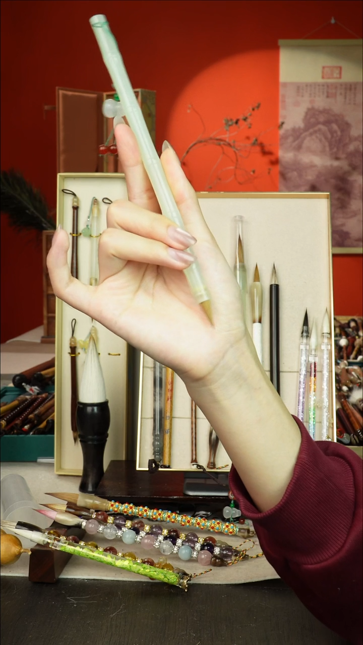 412号闪孤品高货毛笔链接 清水试笔 蘸墨不退