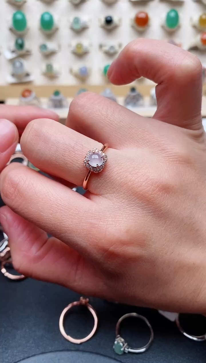 【闪购商品】翡翠戒指银S925镶嵌天然翡翠222  5+